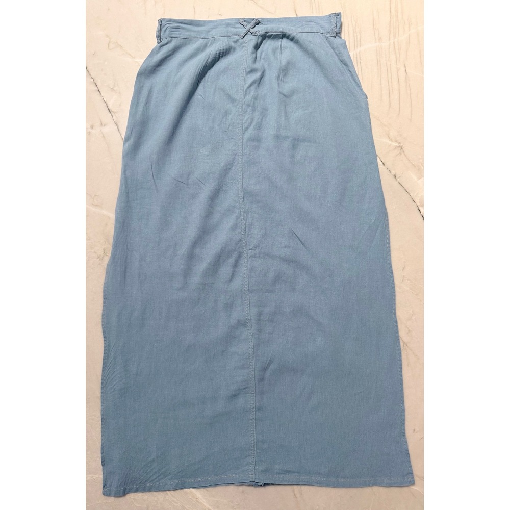 Urban Outfitters Blue Button Front Midi Skirt High Waist Pockets Slit Light Blue - Picture 11 of 13